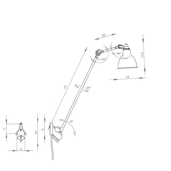 Serie di lampade da parete/soffitto Lampe Gras