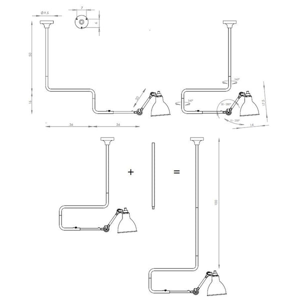 Serie di lampade da parete/soffitto Lampe Gras