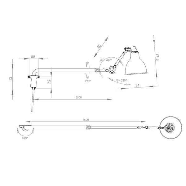 Serie di lampade da parete/soffitto Lampe Gras